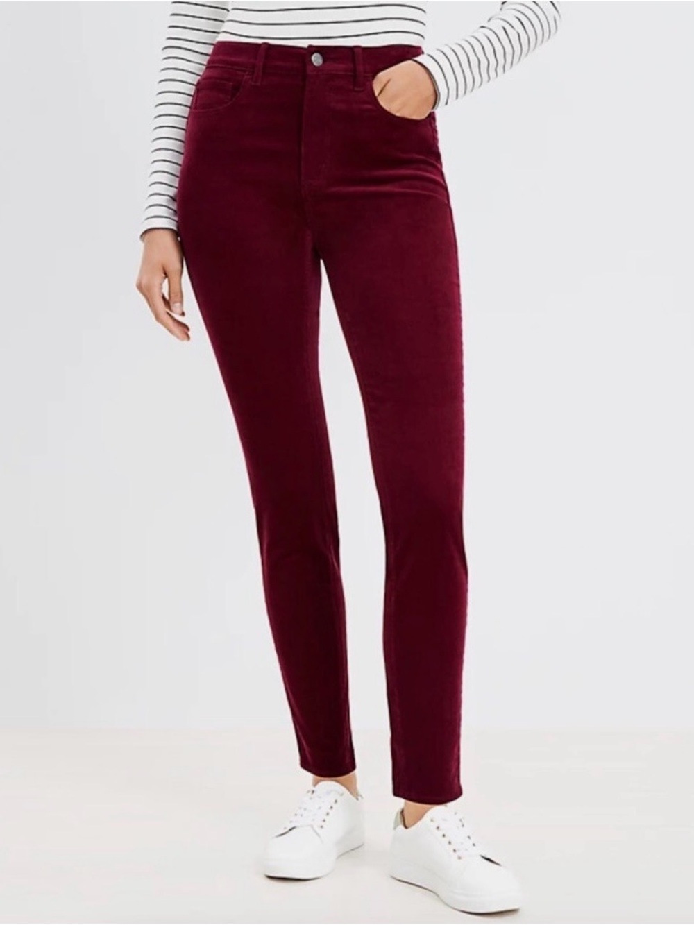 LOFT Burgundy High-Rise Skinny Corduroy Pants Size 12